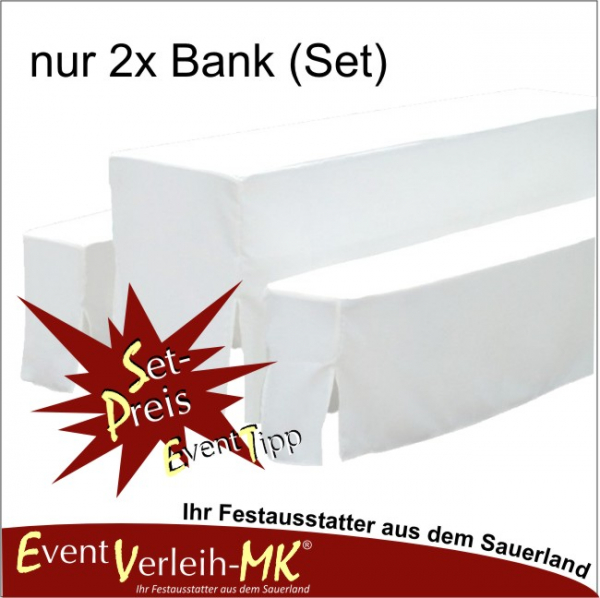 Bierzeltgarniturhusse (2x Bank) - weiß - INKL. REINIGUNG & BÜGELN